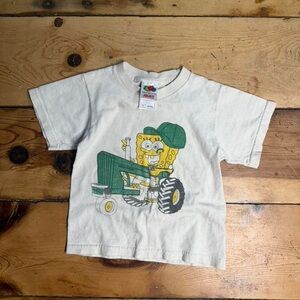 Kids Cream T-Shirt with Green Graphic